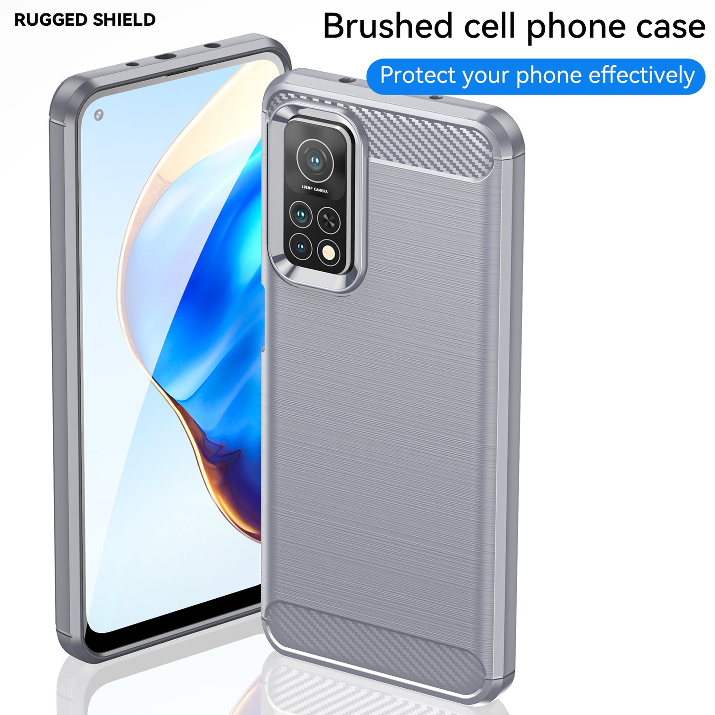 1.8mm Drop Resistant Carbon Fiber Brushed Texture TPU Back Case Mobile Phone Cover for Xiaomi Mi 10T 5G/10T Pro 5G/Redmi K30S