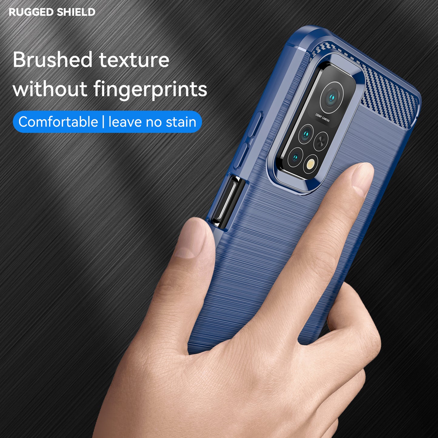 1.8mm Drop Resistant Carbon Fiber Brushed Texture TPU Back Case Mobile Phone Cover for Xiaomi Mi 10T 5G/10T Pro 5G/Redmi K30S