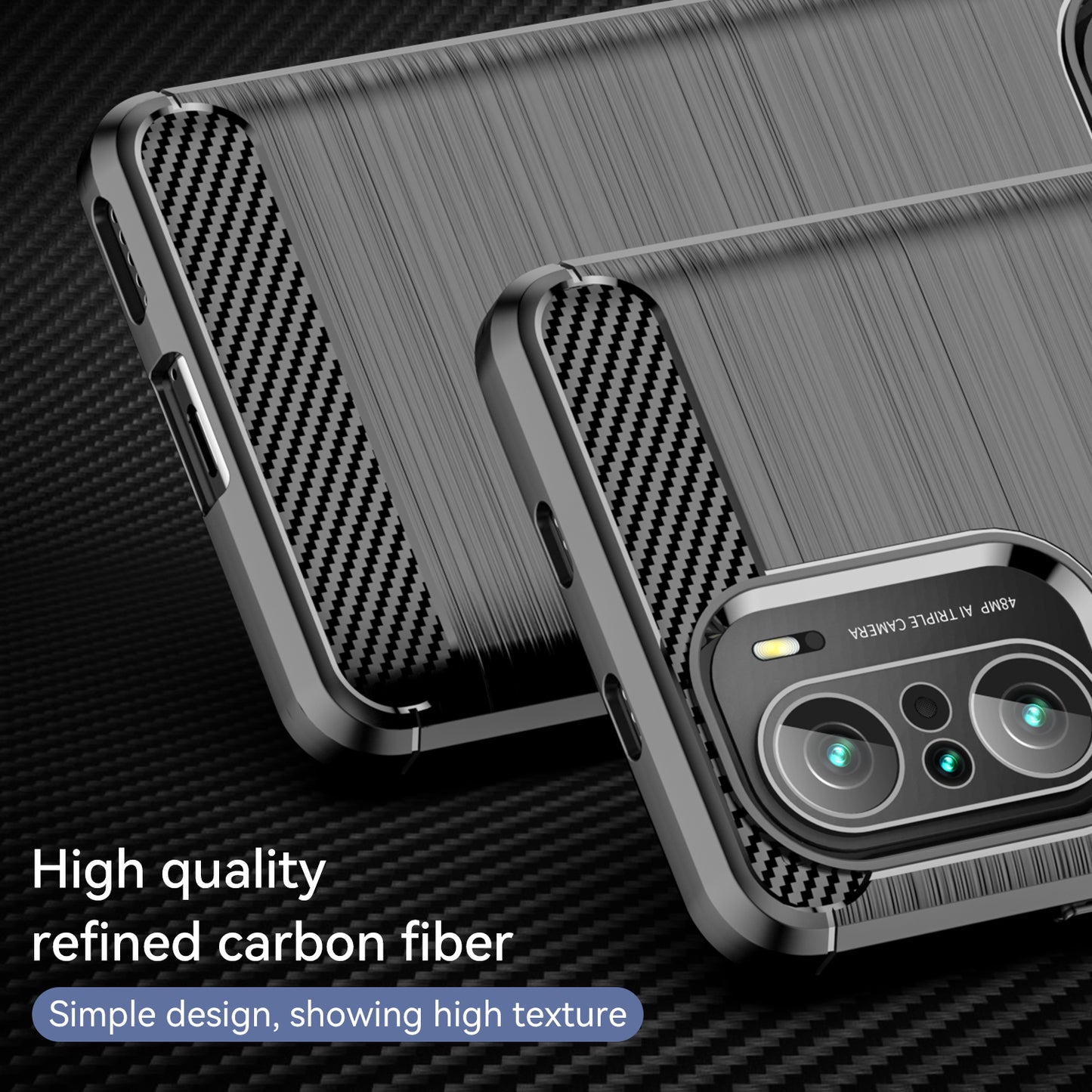 1.8mm Carbon Fiber Texture Brushed Built-in Airbag Back Protector Cover Cellphone TPU Case for Xiaomi Poco F3/Mi 11i/11X/11X Pro/Redmi K40/K40 Pro/K40 Pro+