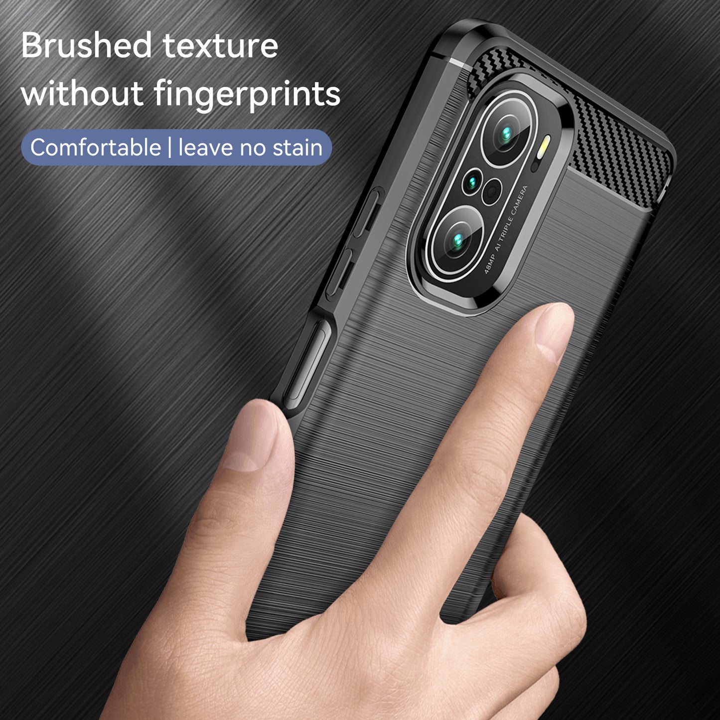 1.8mm Carbon Fiber Texture Brushed Built-in Airbag Back Protector Cover Cellphone TPU Case for Xiaomi Poco F3/Mi 11i/11X/11X Pro/Redmi K40/K40 Pro/K40 Pro+