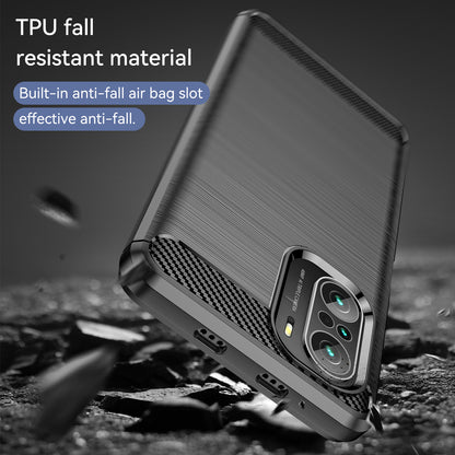 1.8mm Carbon Fiber Texture Brushed Built-in Airbag Back Protector Cover Cellphone TPU Case for Xiaomi Poco F3/Mi 11i/11X/11X Pro/Redmi K40/K40 Pro/K40 Pro+