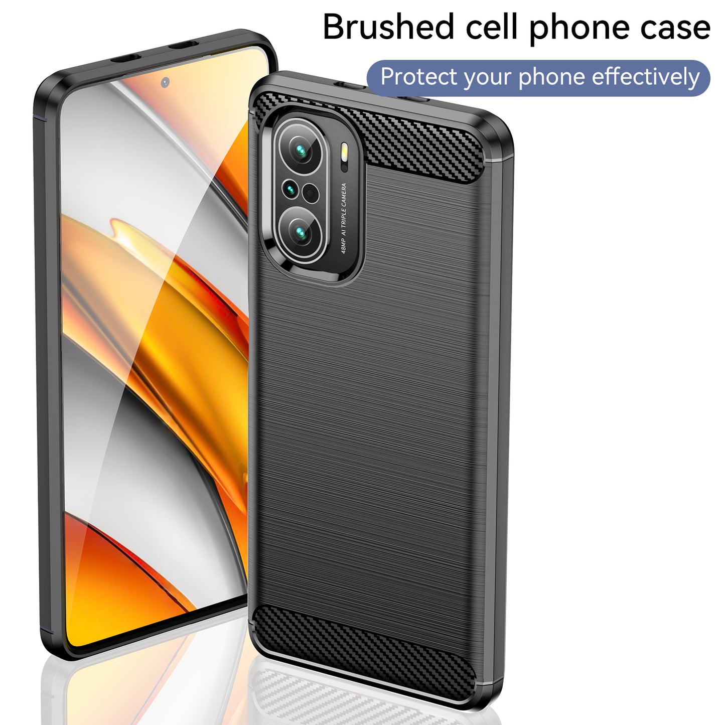 1.8mm Carbon Fiber Texture Brushed Built-in Airbag Back Protector Cover Cellphone TPU Case for Xiaomi Poco F3/Mi 11i/11X/11X Pro/Redmi K40/K40 Pro/K40 Pro+