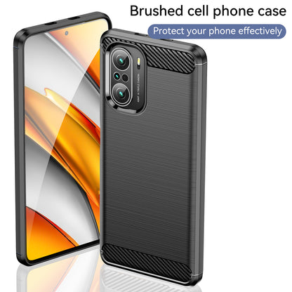 1.8mm Carbon Fiber Texture Brushed Built-in Airbag Back Protector Cover Cellphone TPU Case for Xiaomi Poco F3/Mi 11i/11X/11X Pro/Redmi K40/K40 Pro/K40 Pro+