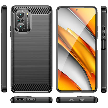 1.8mm Carbon Fiber Texture Brushed Built-in Airbag Back Protector Cover Cellphone TPU Case for Xiaomi Poco F3/Mi 11i/11X/11X Pro/Redmi K40/K40 Pro/K40 Pro+
