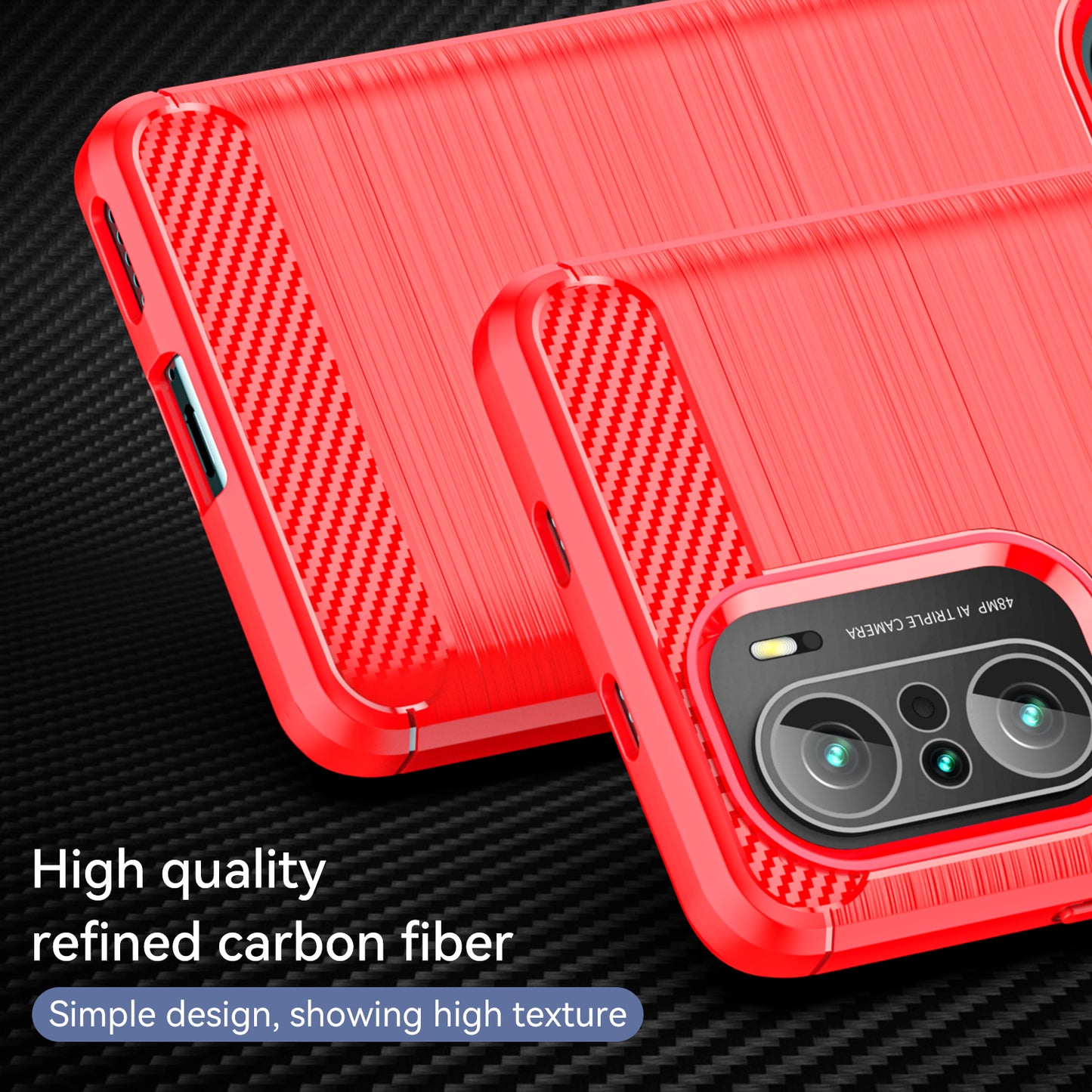 1.8mm Carbon Fiber Texture Brushed Built-in Airbag Back Protector Cover Cellphone TPU Case for Xiaomi Poco F3/Mi 11i/11X/11X Pro/Redmi K40/K40 Pro/K40 Pro+