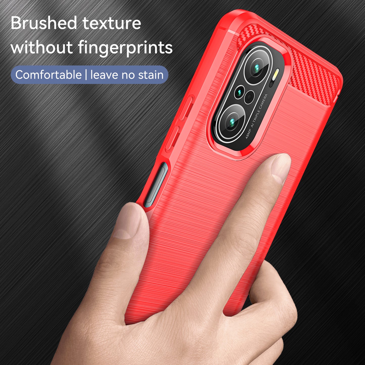 1.8mm Carbon Fiber Texture Brushed Built-in Airbag Back Protector Cover Cellphone TPU Case for Xiaomi Poco F3/Mi 11i/11X/11X Pro/Redmi K40/K40 Pro/K40 Pro+