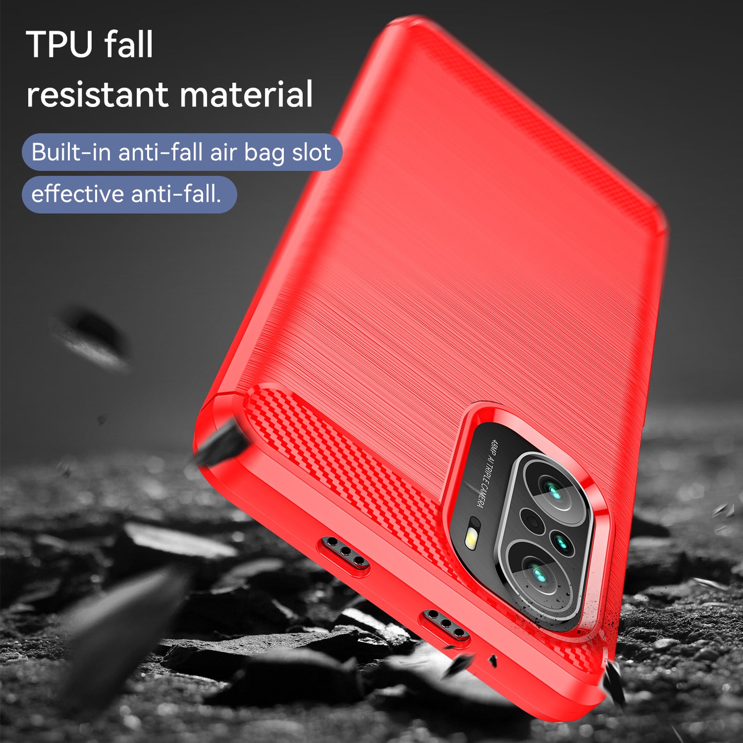 1.8mm Carbon Fiber Texture Brushed Built-in Airbag Back Protector Cover Cellphone TPU Case for Xiaomi Poco F3/Mi 11i/11X/11X Pro/Redmi K40/K40 Pro/K40 Pro+