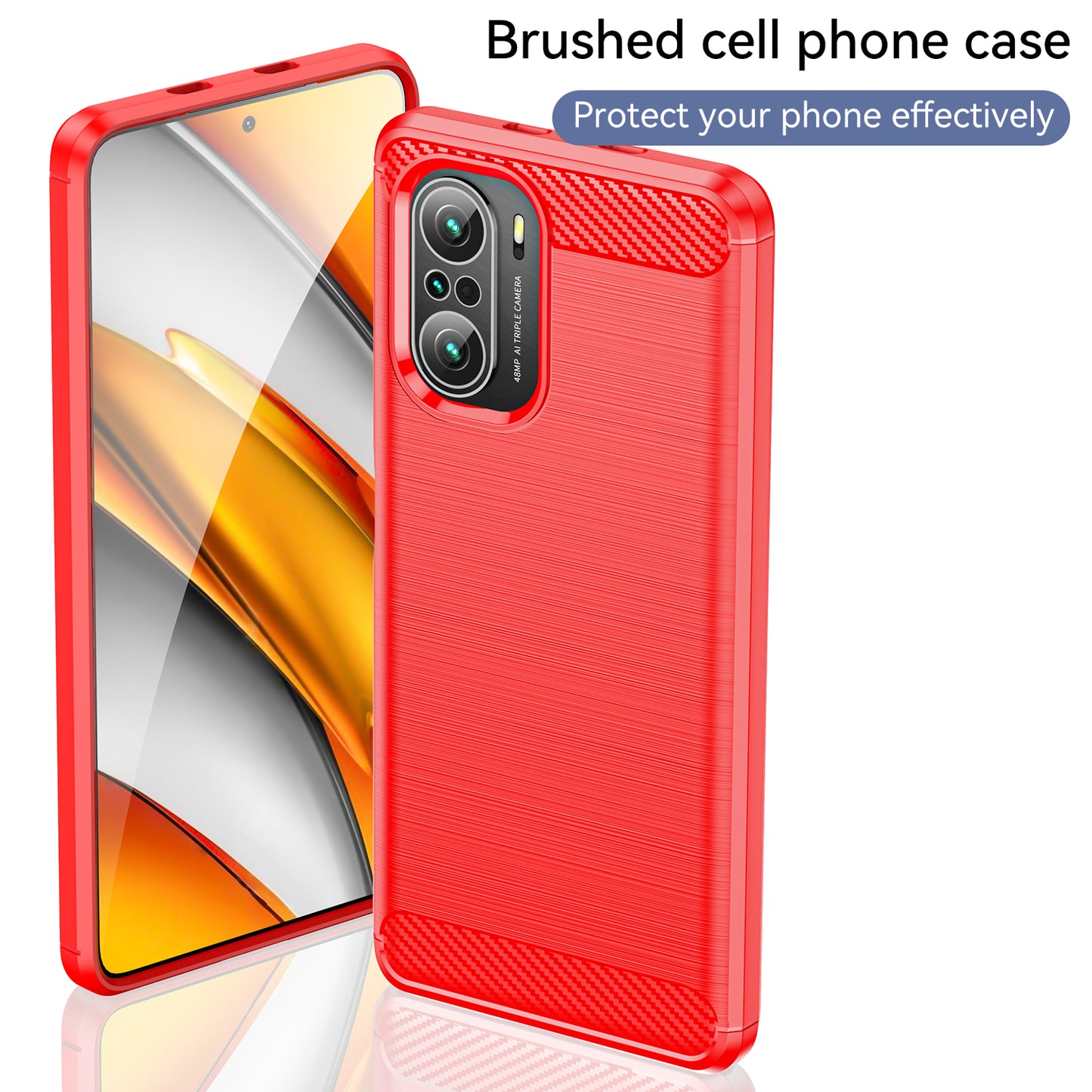 1.8mm Carbon Fiber Texture Brushed Built-in Airbag Back Protector Cover Cellphone TPU Case for Xiaomi Poco F3/Mi 11i/11X/11X Pro/Redmi K40/K40 Pro/K40 Pro+
