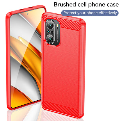 1.8mm Carbon Fiber Texture Brushed Built-in Airbag Back Protector Cover Cellphone TPU Case for Xiaomi Poco F3/Mi 11i/11X/11X Pro/Redmi K40/K40 Pro/K40 Pro+
