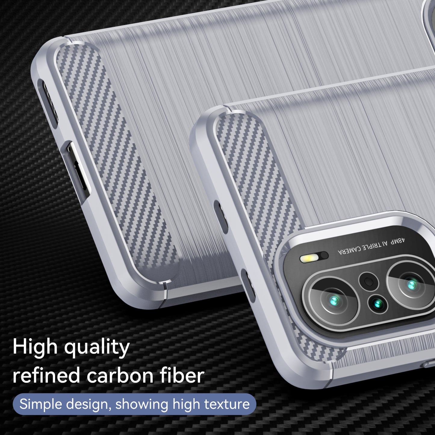 1.8mm Carbon Fiber Texture Brushed Built-in Airbag Back Protector Cover Cellphone TPU Case for Xiaomi Poco F3/Mi 11i/11X/11X Pro/Redmi K40/K40 Pro/K40 Pro+