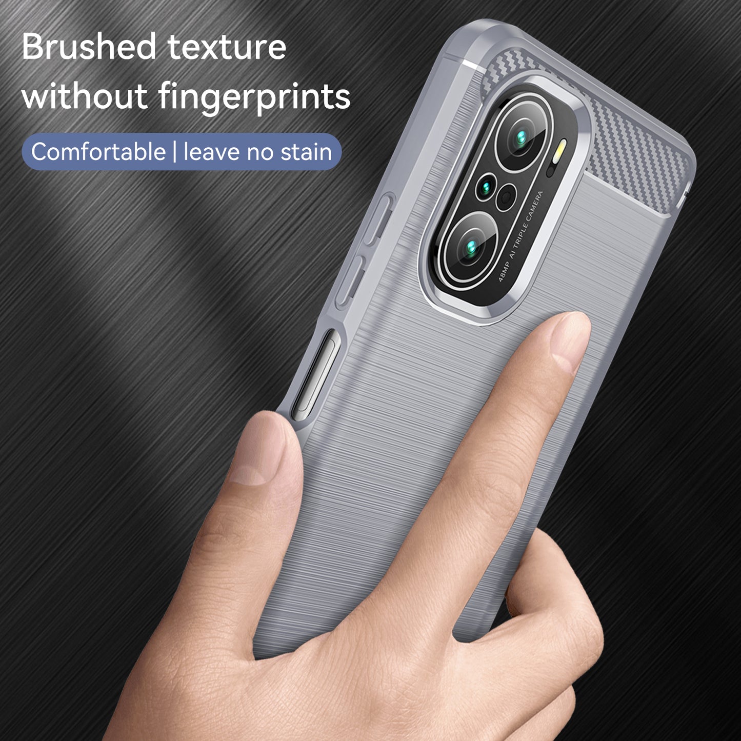 1.8mm Carbon Fiber Texture Brushed Built-in Airbag Back Protector Cover Cellphone TPU Case for Xiaomi Poco F3/Mi 11i/11X/11X Pro/Redmi K40/K40 Pro/K40 Pro+