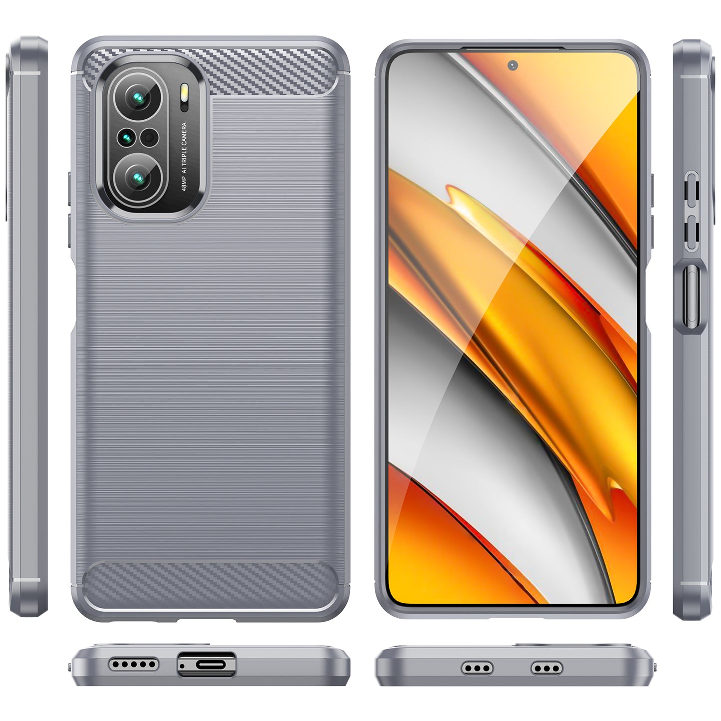 1.8mm Carbon Fiber Texture Brushed Built-in Airbag Back Protector Cover Cellphone TPU Case for Xiaomi Poco F3/Mi 11i/11X/11X Pro/Redmi K40/K40 Pro/K40 Pro+