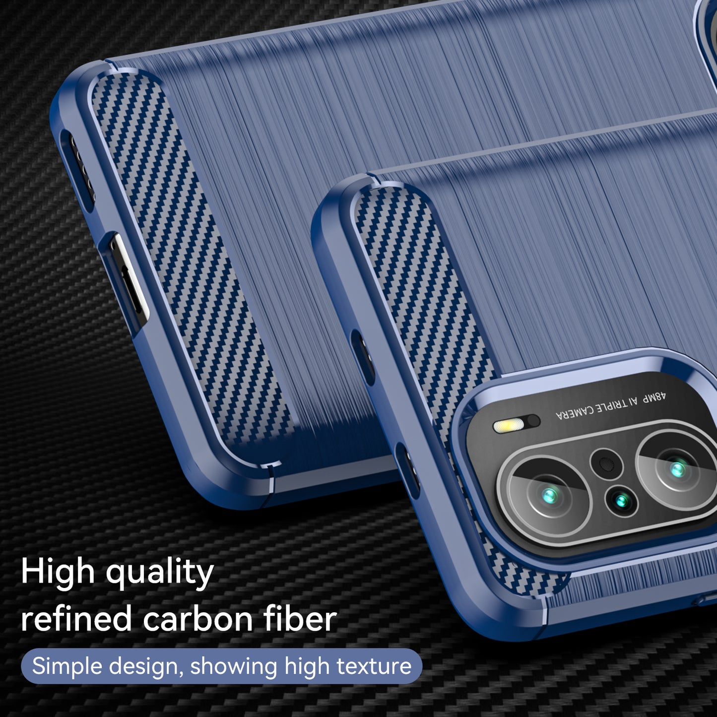 1.8mm Carbon Fiber Texture Brushed Built-in Airbag Back Protector Cover Cellphone TPU Case for Xiaomi Poco F3/Mi 11i/11X/11X Pro/Redmi K40/K40 Pro/K40 Pro+