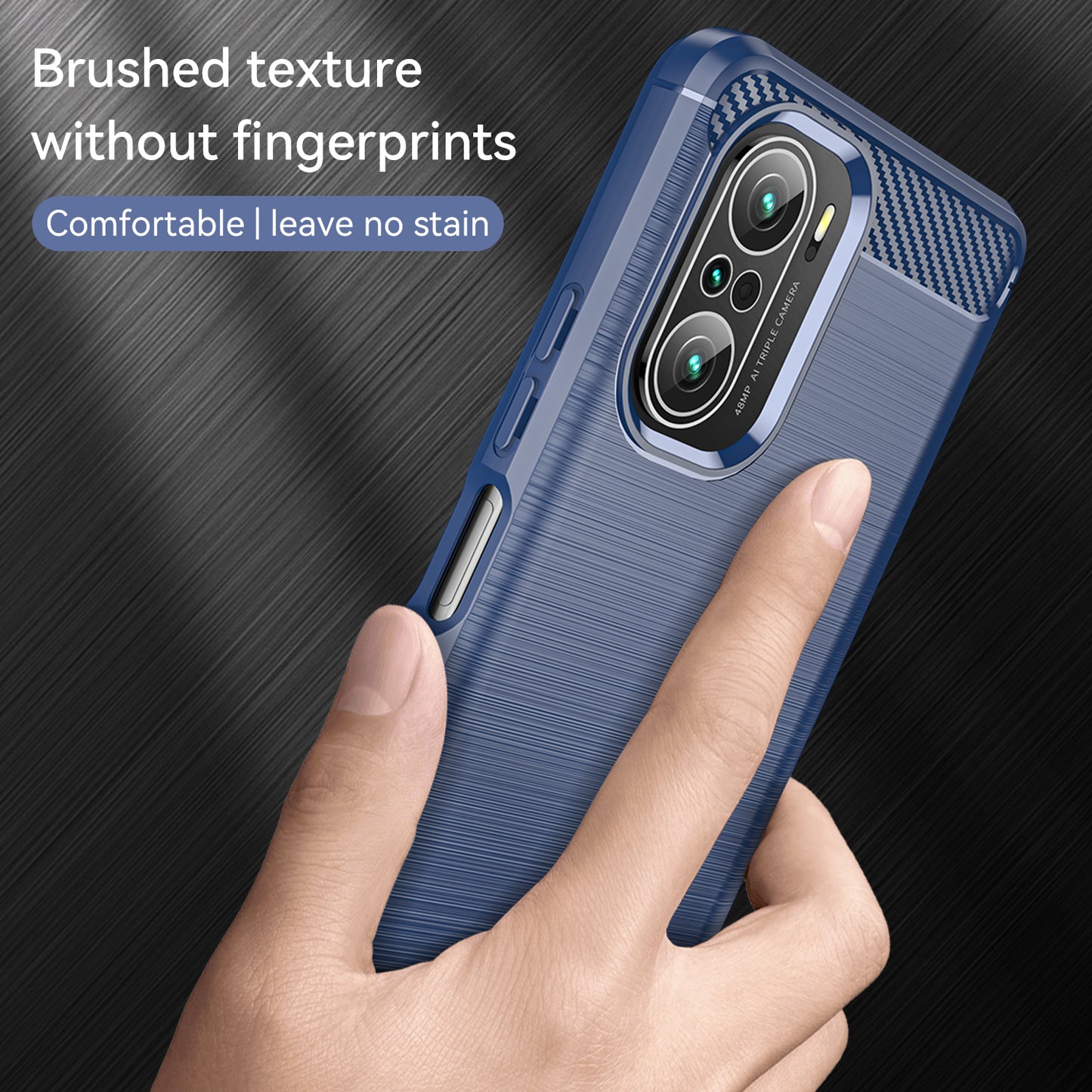 1.8mm Carbon Fiber Texture Brushed Built-in Airbag Back Protector Cover Cellphone TPU Case for Xiaomi Poco F3/Mi 11i/11X/11X Pro/Redmi K40/K40 Pro/K40 Pro+