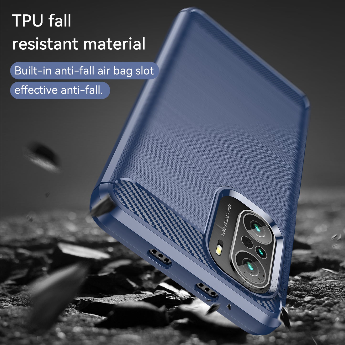 1.8mm Carbon Fiber Texture Brushed Built-in Airbag Back Protector Cover Cellphone TPU Case for Xiaomi Poco F3/Mi 11i/11X/11X Pro/Redmi K40/K40 Pro/K40 Pro+