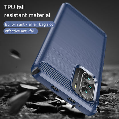 1.8mm Carbon Fiber Texture Brushed Built-in Airbag Back Protector Cover Cellphone TPU Case for Xiaomi Poco F3/Mi 11i/11X/11X Pro/Redmi K40/K40 Pro/K40 Pro+