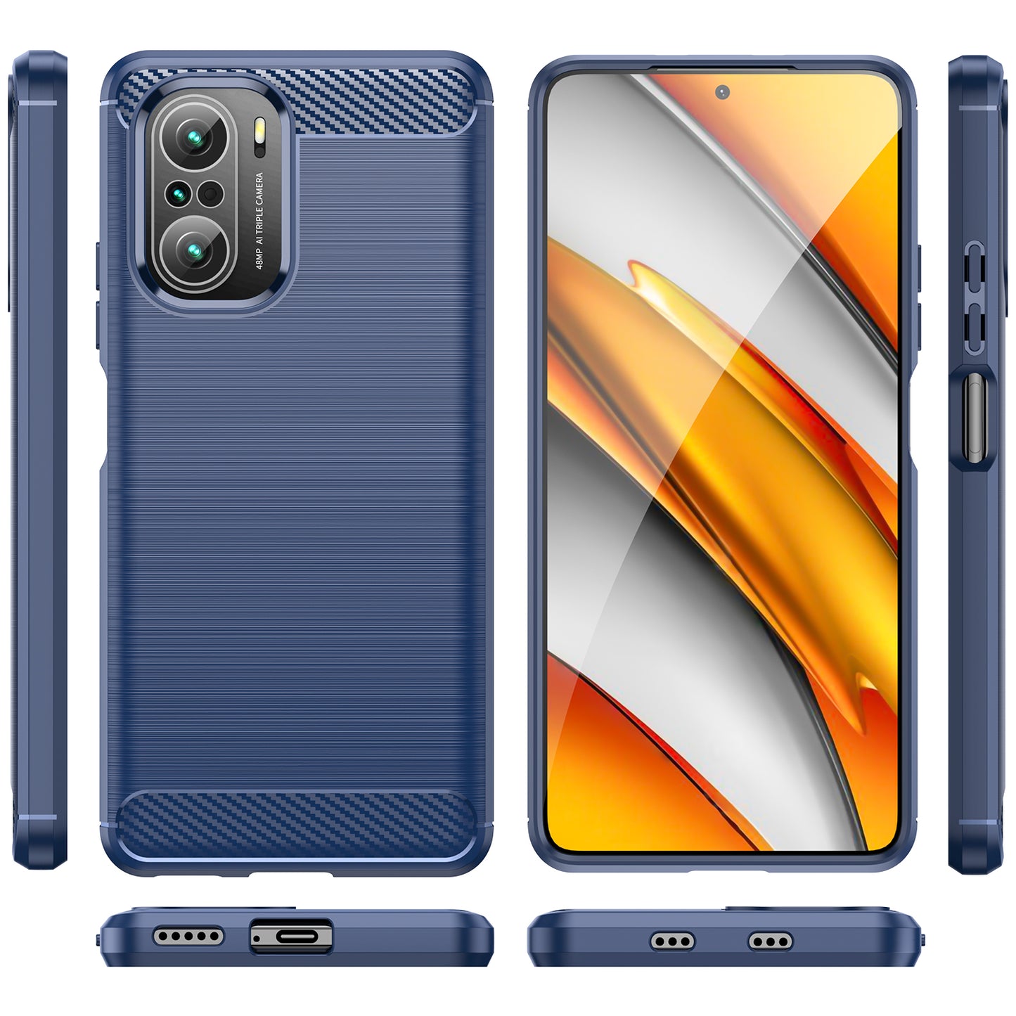1.8mm Carbon Fiber Texture Brushed Built-in Airbag Back Protector Cover Cellphone TPU Case for Xiaomi Poco F3/Mi 11i/11X/11X Pro/Redmi K40/K40 Pro/K40 Pro+