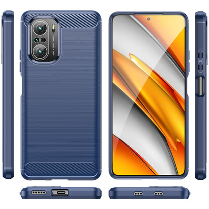 1.8mm Carbon Fiber Texture Brushed Built-in Airbag Back Protector Cover Cellphone TPU Case for Xiaomi Poco F3/Mi 11i/11X/11X Pro/Redmi K40/K40 Pro/K40 Pro+