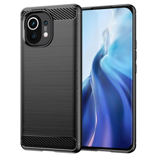 1.8mm For Xiaomi Mi 11 Carbon Fiber Brushed Texture Soft TPU Back Case Mobile Phone Cover