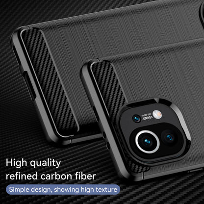 1.8mm For Xiaomi Mi 11 Carbon Fiber Brushed Texture Soft TPU Back Case Mobile Phone Cover