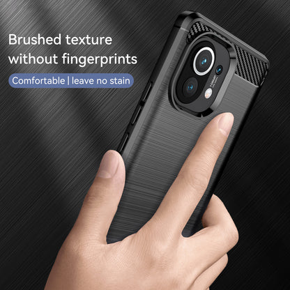 1.8mm For Xiaomi Mi 11 Carbon Fiber Brushed Texture Soft TPU Back Case Mobile Phone Cover