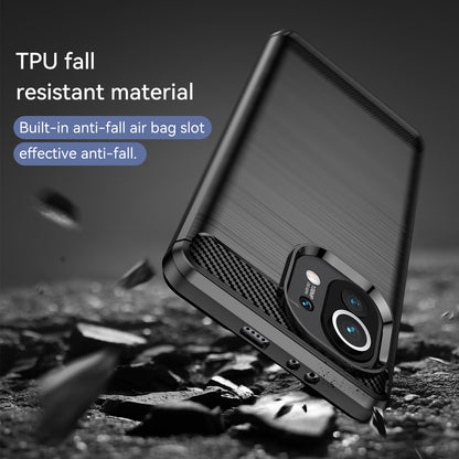 1.8mm For Xiaomi Mi 11 Carbon Fiber Brushed Texture Soft TPU Back Case Mobile Phone Cover