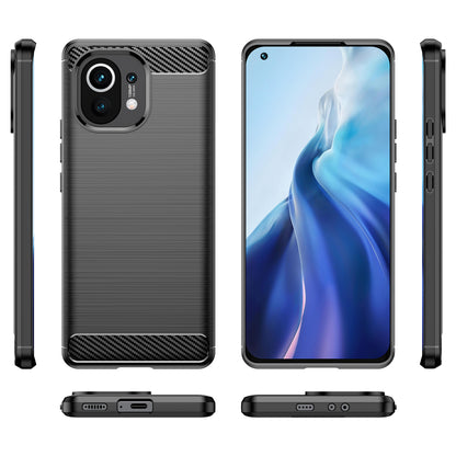 1.8mm For Xiaomi Mi 11 Carbon Fiber Brushed Texture Soft TPU Back Case Mobile Phone Cover