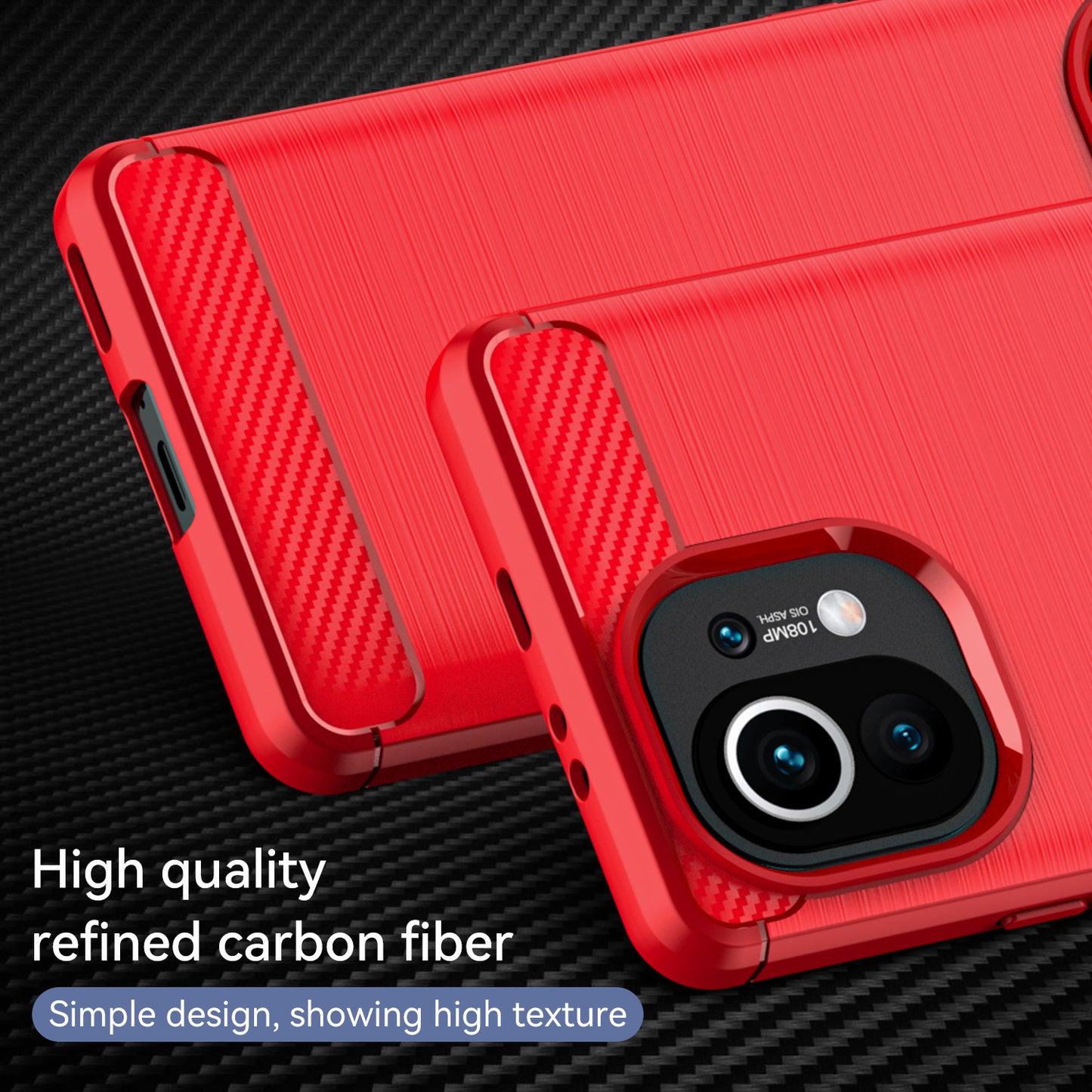 1.8mm For Xiaomi Mi 11 Carbon Fiber Brushed Texture Soft TPU Back Case Mobile Phone Cover