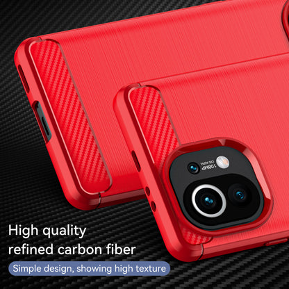 1.8mm For Xiaomi Mi 11 Carbon Fiber Brushed Texture Soft TPU Back Case Mobile Phone Cover