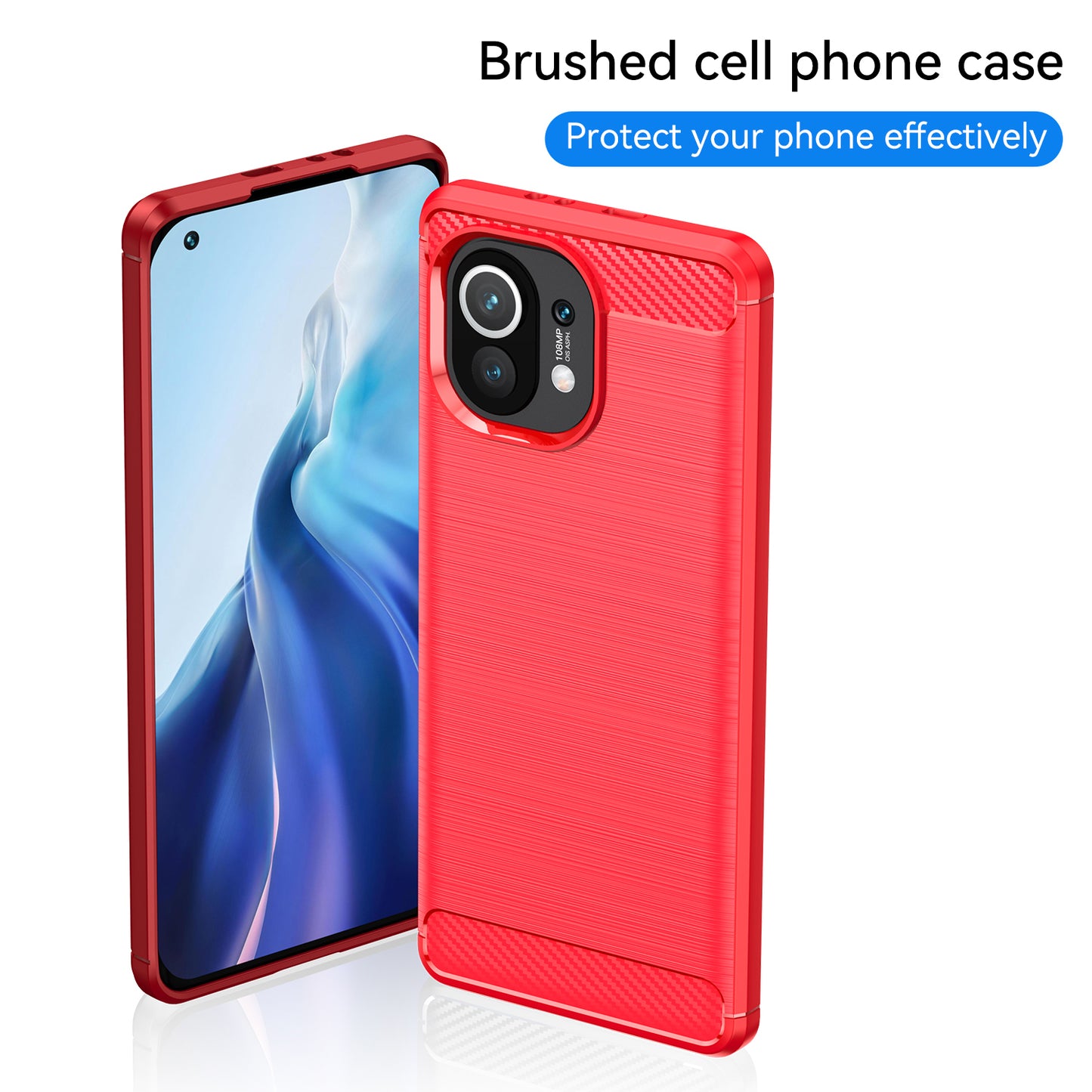 1.8mm For Xiaomi Mi 11 Carbon Fiber Brushed Texture Soft TPU Back Case Mobile Phone Cover