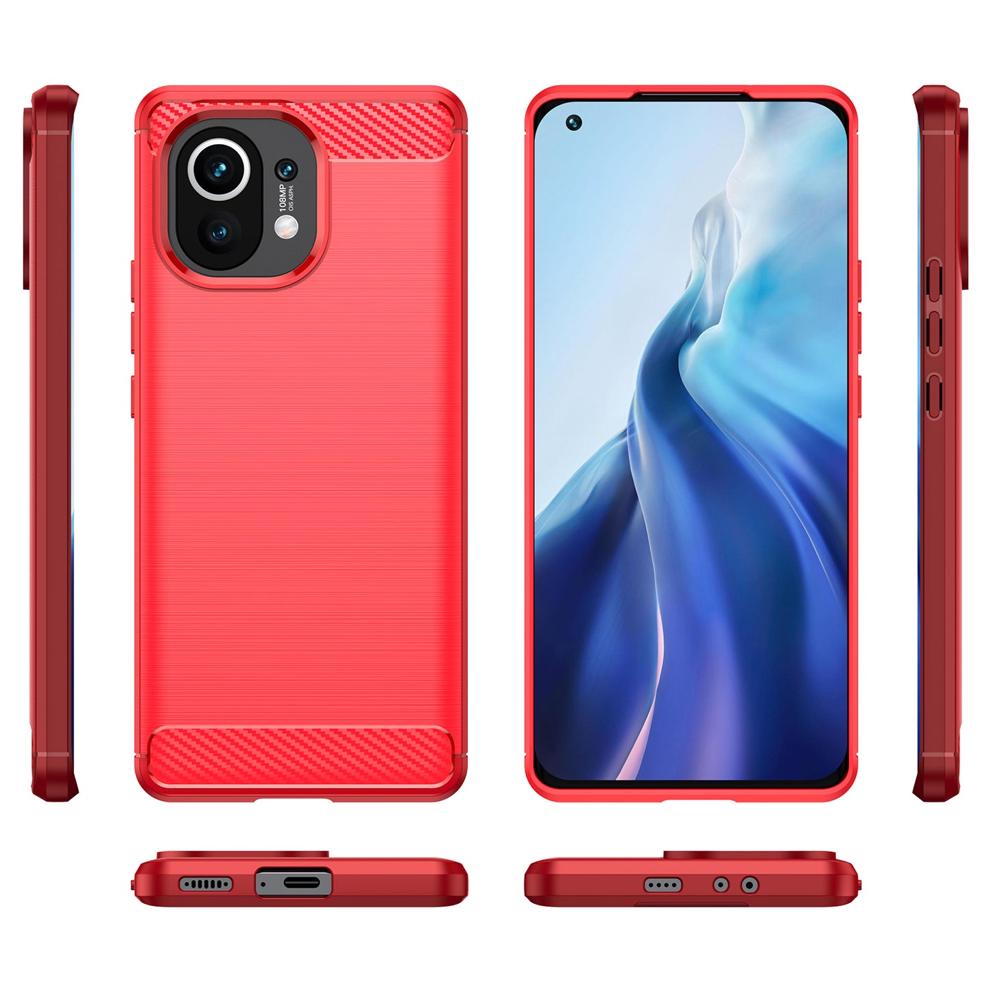 1.8mm For Xiaomi Mi 11 Carbon Fiber Brushed Texture Soft TPU Back Case Mobile Phone Cover