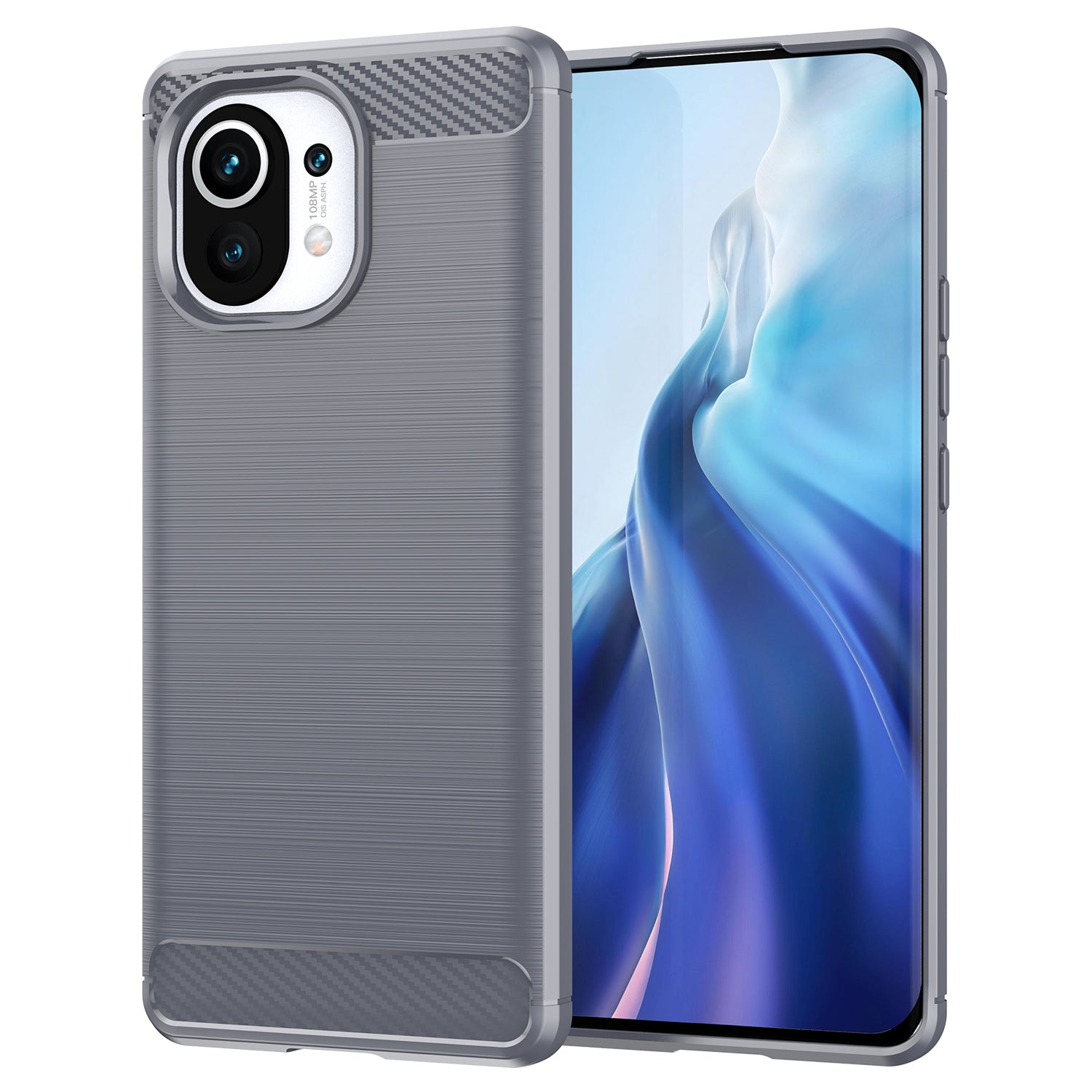 1.8mm For Xiaomi Mi 11 Carbon Fiber Brushed Texture Soft TPU Back Case Mobile Phone Cover