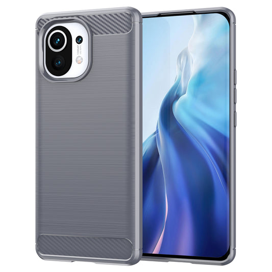 1.8mm For Xiaomi Mi 11 Carbon Fiber Brushed Texture Soft TPU Back Case Mobile Phone Cover