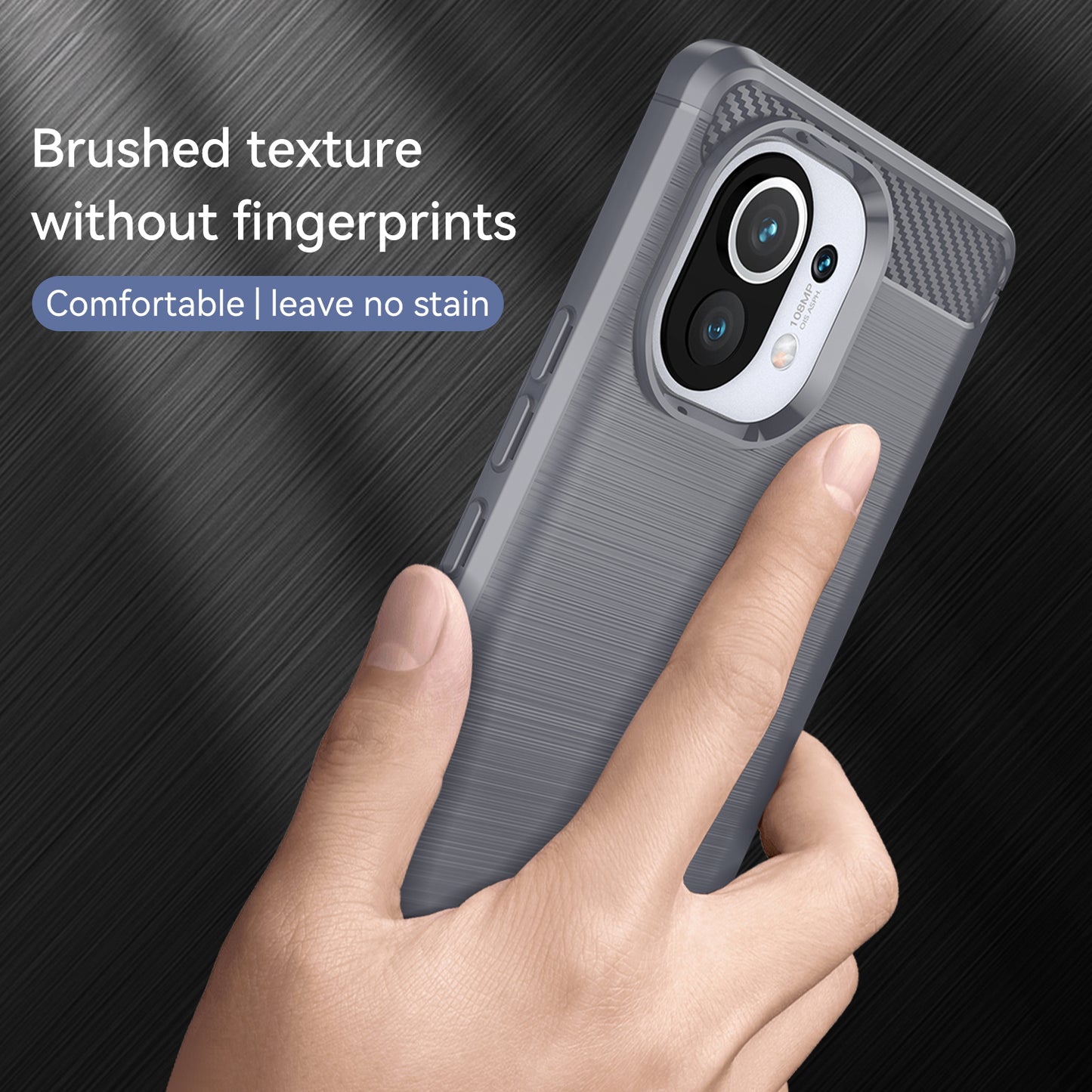 1.8mm For Xiaomi Mi 11 Carbon Fiber Brushed Texture Soft TPU Back Case Mobile Phone Cover