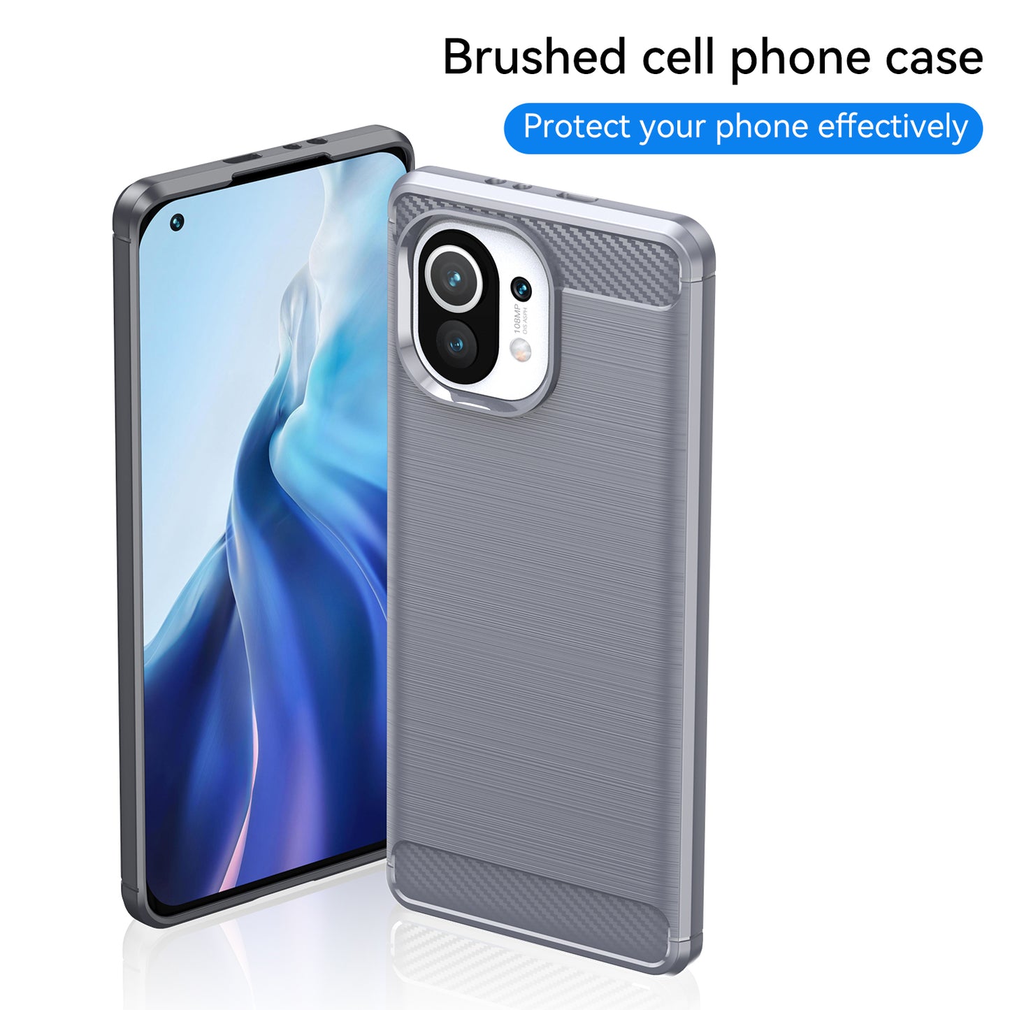 1.8mm For Xiaomi Mi 11 Carbon Fiber Brushed Texture Soft TPU Back Case Mobile Phone Cover