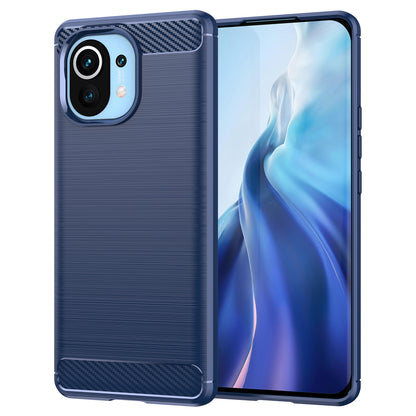 1.8mm For Xiaomi Mi 11 Carbon Fiber Brushed Texture Soft TPU Back Case Mobile Phone Cover