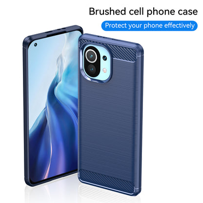 1.8mm For Xiaomi Mi 11 Carbon Fiber Brushed Texture Soft TPU Back Case Mobile Phone Cover