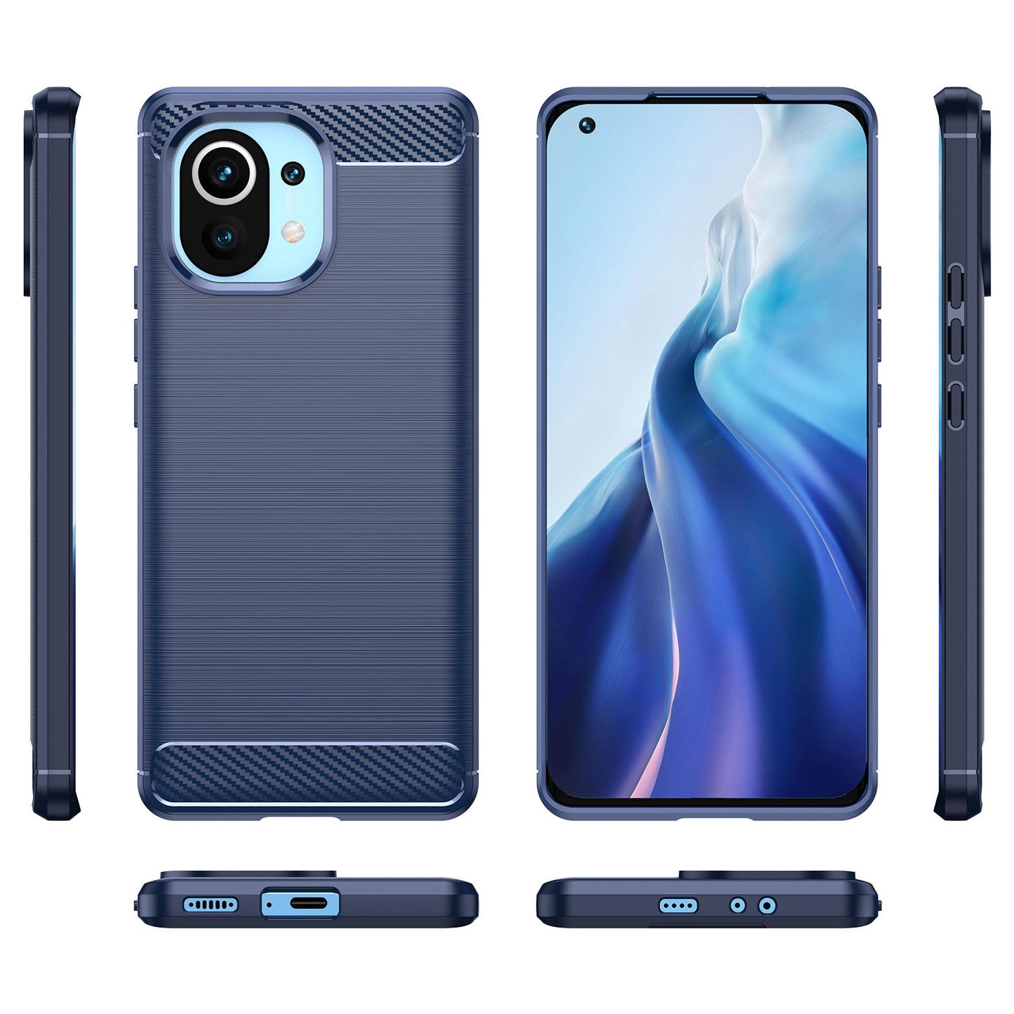 1.8mm For Xiaomi Mi 11 Carbon Fiber Brushed Texture Soft TPU Back Case Mobile Phone Cover