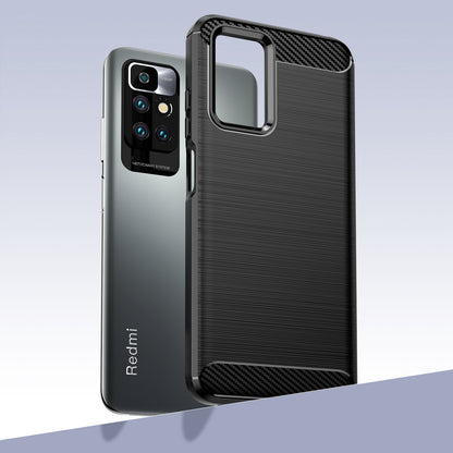 1.8mm Drop Protection Brushed Carbon Fiber Texture TPU Back Case Mobile Phone Cover for Xiaomi Redmi Note 11 4G (MediaTek)/Redmi 10 4G (2021)/Redmi 10 2022 4G/10 Prime
