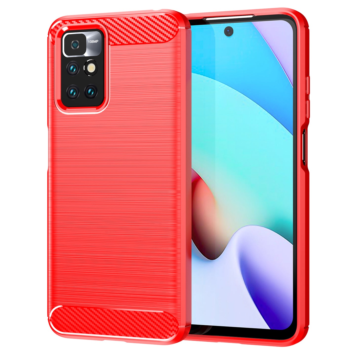 1.8mm Drop Protection Brushed Carbon Fiber Texture TPU Back Case Mobile Phone Cover for Xiaomi Redmi Note 11 4G (MediaTek)/Redmi 10 4G (2021)/Redmi 10 2022 4G/10 Prime