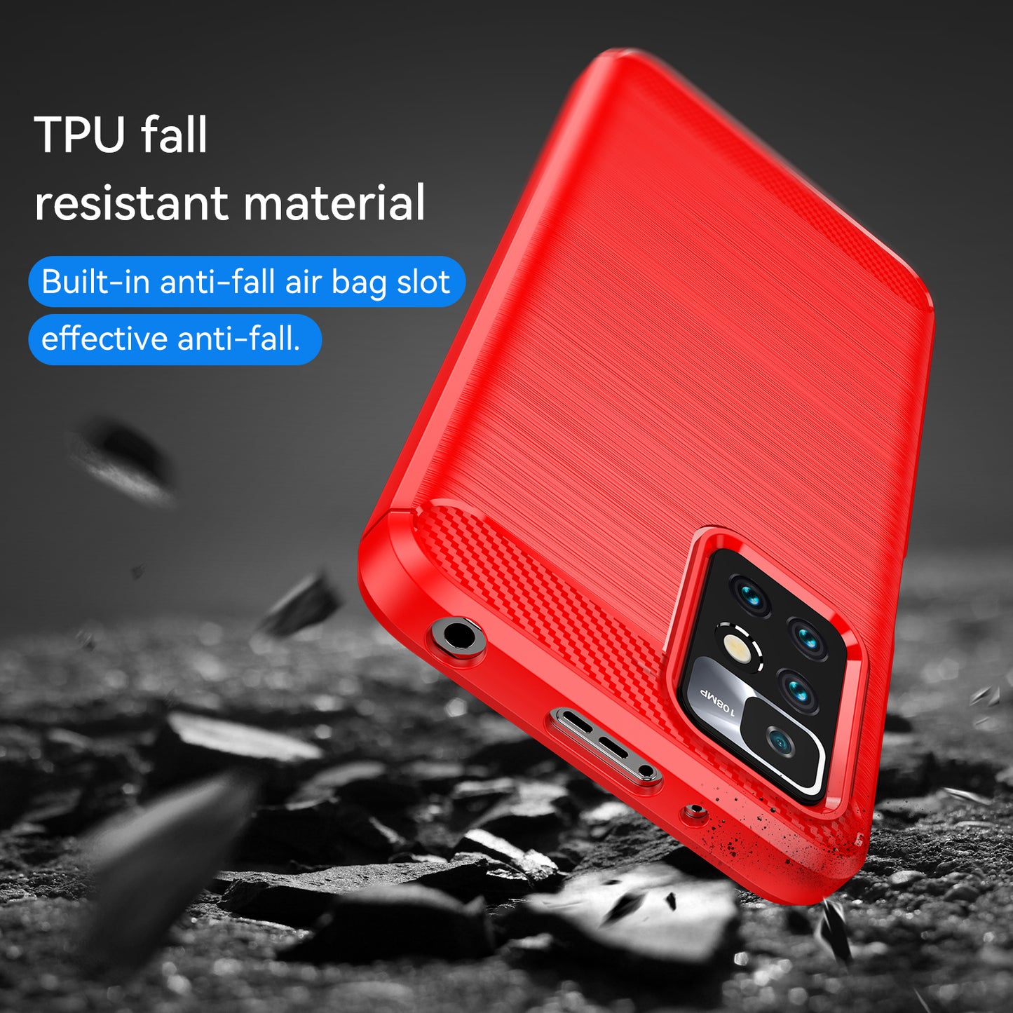1.8mm Drop Protection Brushed Carbon Fiber Texture TPU Back Case Mobile Phone Cover for Xiaomi Redmi Note 11 4G (MediaTek)/Redmi 10 4G (2021)/Redmi 10 2022 4G/10 Prime
