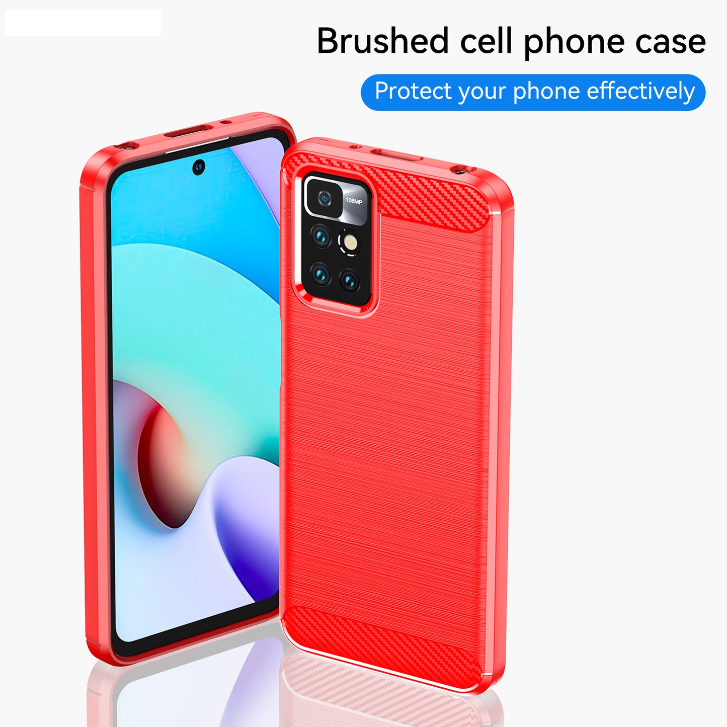 1.8mm Drop Protection Brushed Carbon Fiber Texture TPU Back Case Mobile Phone Cover for Xiaomi Redmi Note 11 4G (MediaTek)/Redmi 10 4G (2021)/Redmi 10 2022 4G/10 Prime