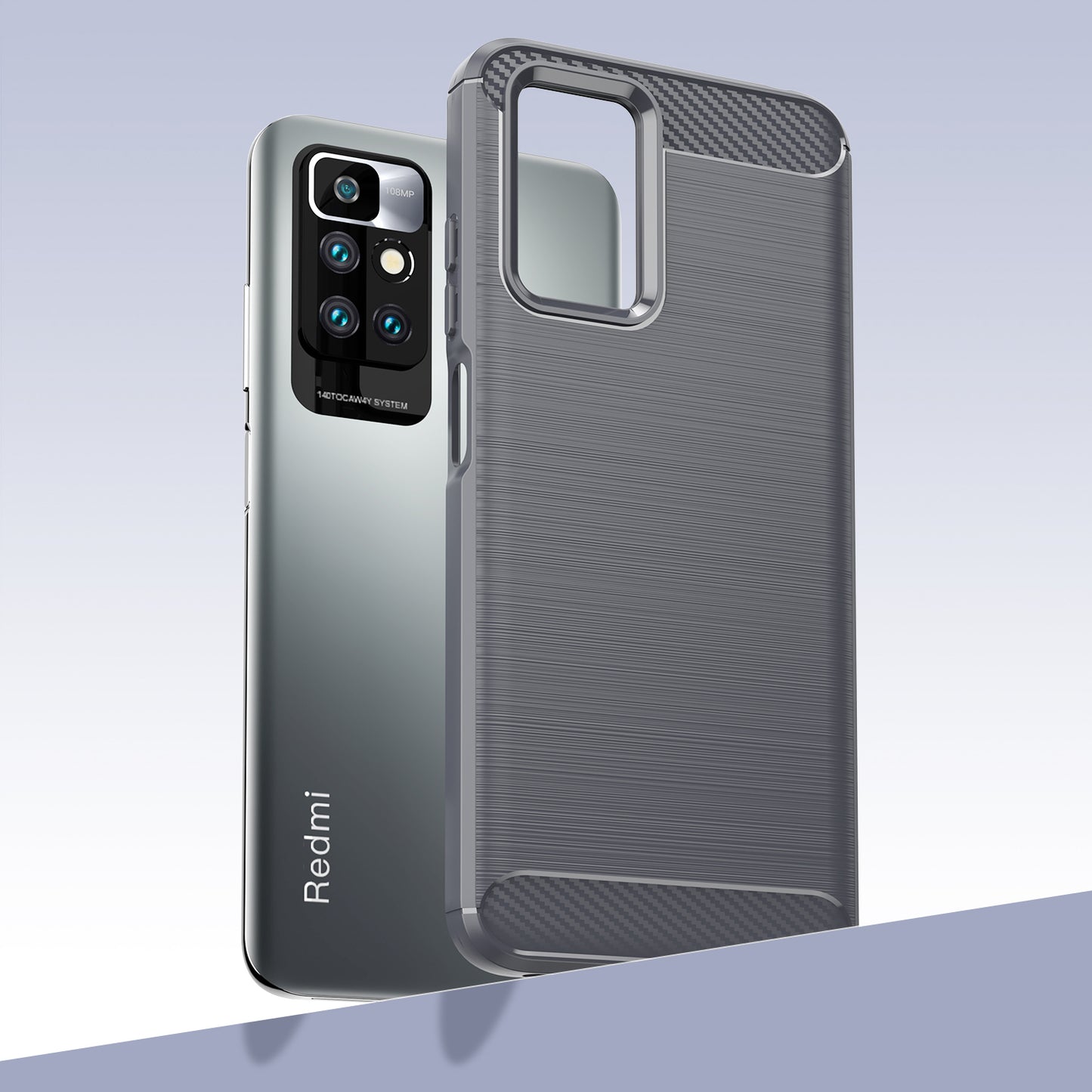 1.8mm Drop Protection Brushed Carbon Fiber Texture TPU Back Case Mobile Phone Cover for Xiaomi Redmi Note 11 4G (MediaTek)/Redmi 10 4G (2021)/Redmi 10 2022 4G/10 Prime