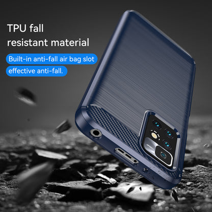 1.8mm Drop Protection Brushed Carbon Fiber Texture TPU Back Case Mobile Phone Cover for Xiaomi Redmi Note 11 4G (MediaTek)/Redmi 10 4G (2021)/Redmi 10 2022 4G/10 Prime