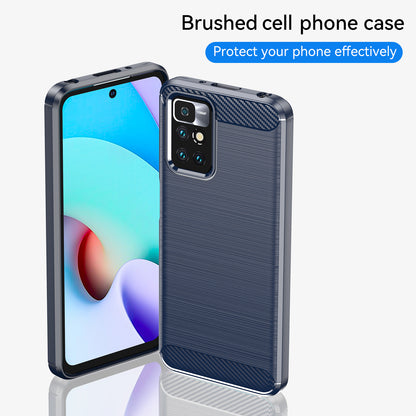 1.8mm Drop Protection Brushed Carbon Fiber Texture TPU Back Case Mobile Phone Cover for Xiaomi Redmi Note 11 4G (MediaTek)/Redmi 10 4G (2021)/Redmi 10 2022 4G/10 Prime