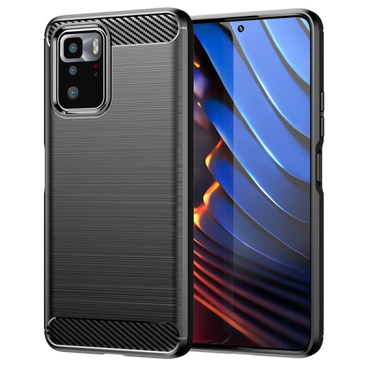 1.8mm Brushed Carbon Fiber Texture TPU Back Case Soft Mobile Phone Cover for Xiaomi Redmi Note 10 Pro 5G (China)/Poco X3 GT