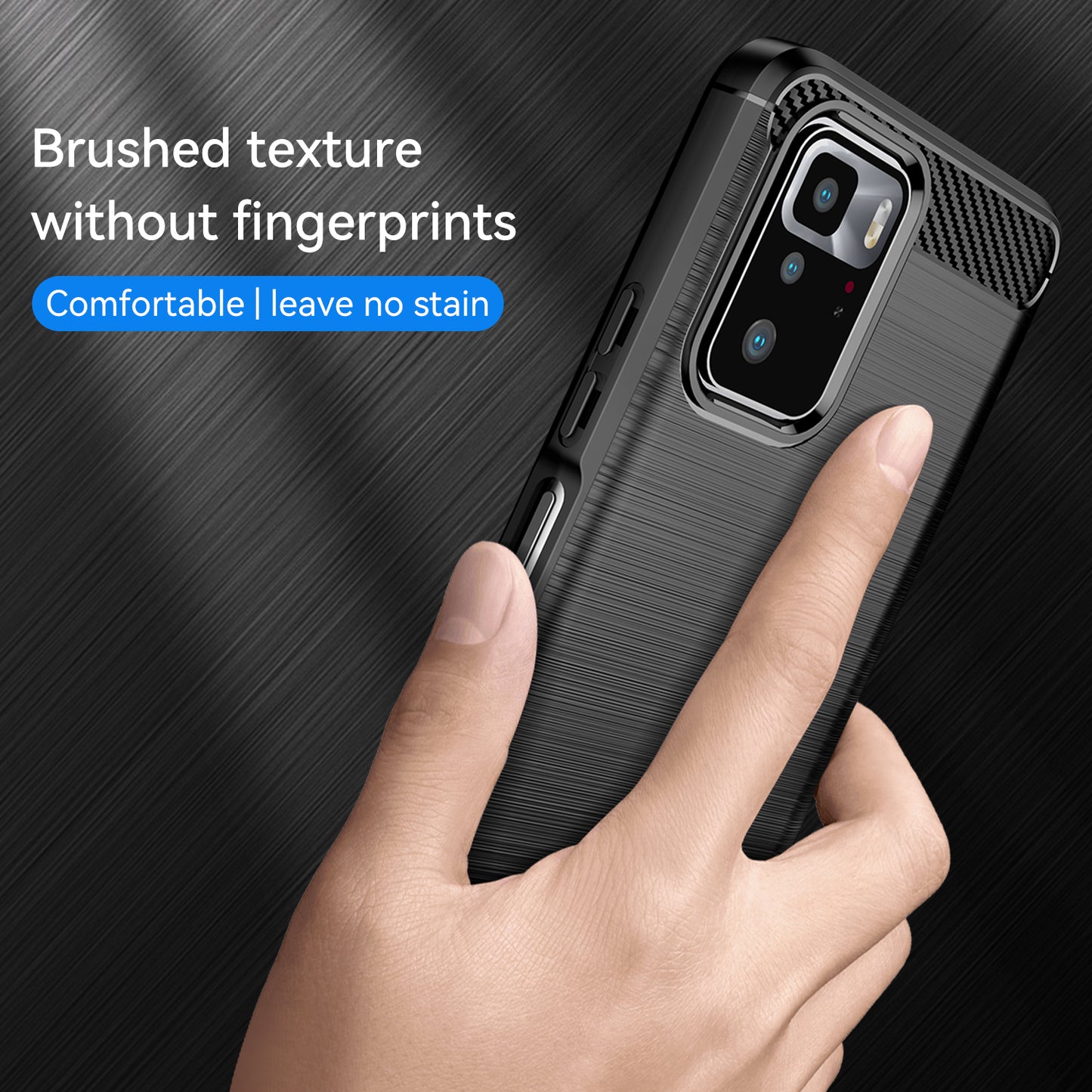 1.8mm Brushed Carbon Fiber Texture TPU Back Case Soft Mobile Phone Cover for Xiaomi Redmi Note 10 Pro 5G (China)/Poco X3 GT
