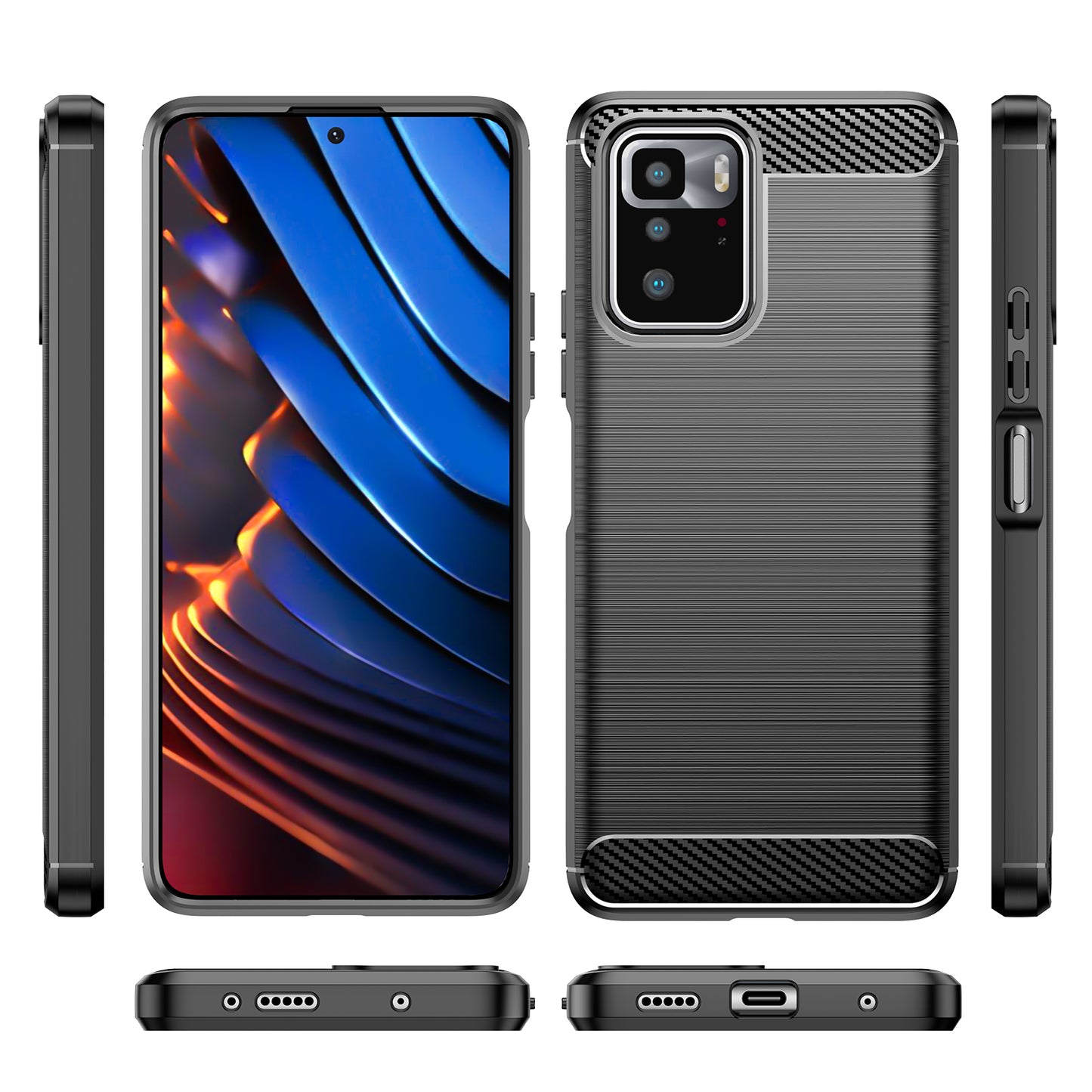 1.8mm Brushed Carbon Fiber Texture TPU Back Case Soft Mobile Phone Cover for Xiaomi Redmi Note 10 Pro 5G (China)/Poco X3 GT