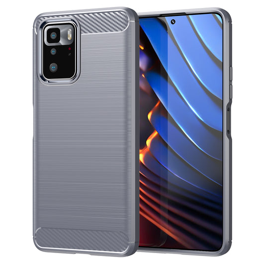 1.8mm Brushed Carbon Fiber Texture TPU Back Case Soft Mobile Phone Cover for Xiaomi Redmi Note 10 Pro 5G (China)/Poco X3 GT