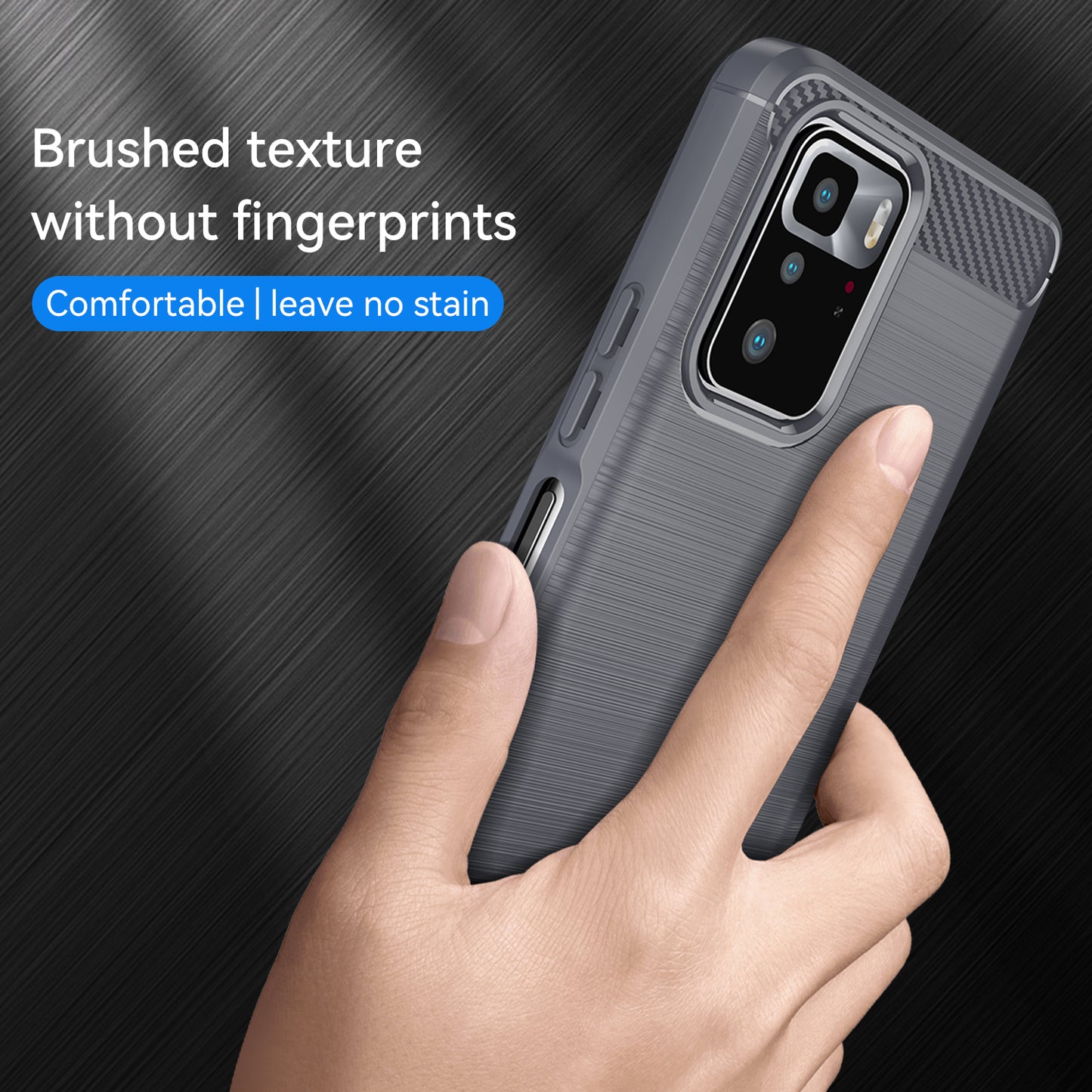 1.8mm Brushed Carbon Fiber Texture TPU Back Case Soft Mobile Phone Cover for Xiaomi Redmi Note 10 Pro 5G (China)/Poco X3 GT
